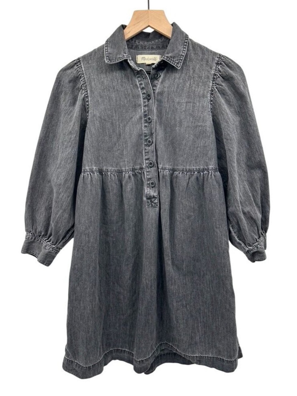 Madewell denim dress babydoll 3/4 sleeve